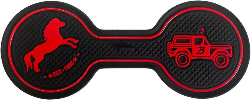 LSAUTO Compatible with Ford Bronco 2021-2025 Car Cup Holder Coaster Offroad, Silicone Car Decorative Water, Bronco Car Accessories (RED) - Image 1